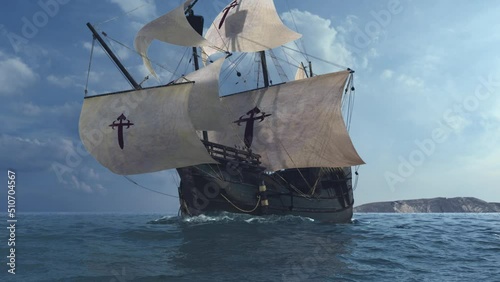 The NAO VICTORIA is the famous flagship of MAGELLANs global expedition . The portugues Captain  leds an armada financed by the spanish Crown and the fugger banquier photo
