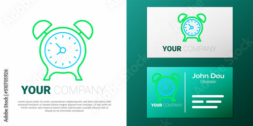 Line Alarm clock icon isolated on white background. Wake up, get up concept. Time sign. Colorful outline concept. Vector