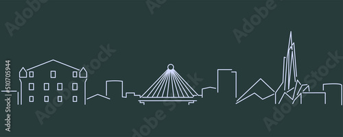 Andorra la Vella Single Line Skyline Profile