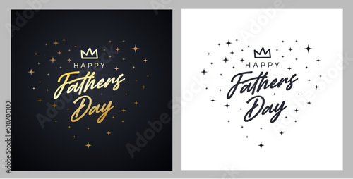 Happy Father’s Day Calligraphy premium greeting card. Vector illustration. Heart dad. Love Dad