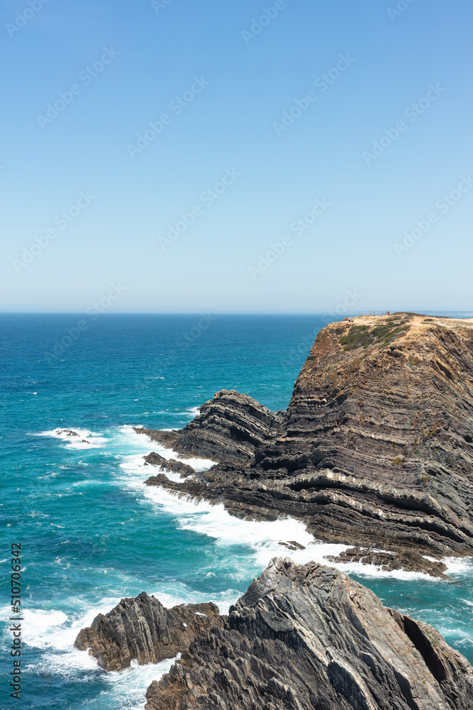 Cabo Sardao cliffs and Waves Atlantic coast Portugal