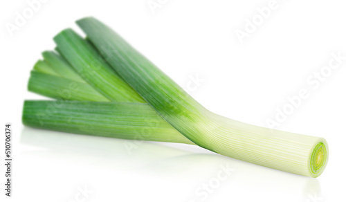 leek onion stalk on isolated on white background