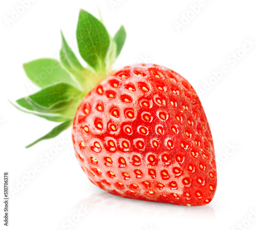 one fresh strawberry on isolated on white background