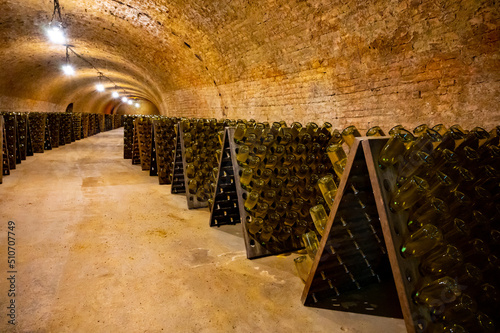 Photography Sparkling wine production by traditional method in underground cellars in Vienna