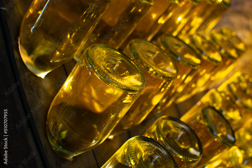 Sparkling wine production by traditional method in underground cellars in Vienna, Austria