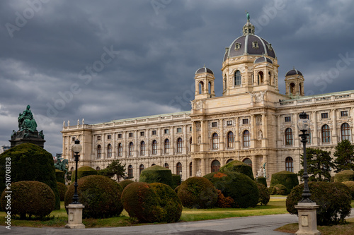 Capital of Austria Vienna, architectural and decoration elements of buildings in central part of city © barmalini