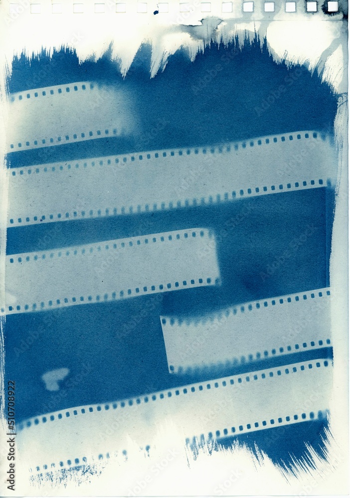 35mm film cyanotype priunt proof