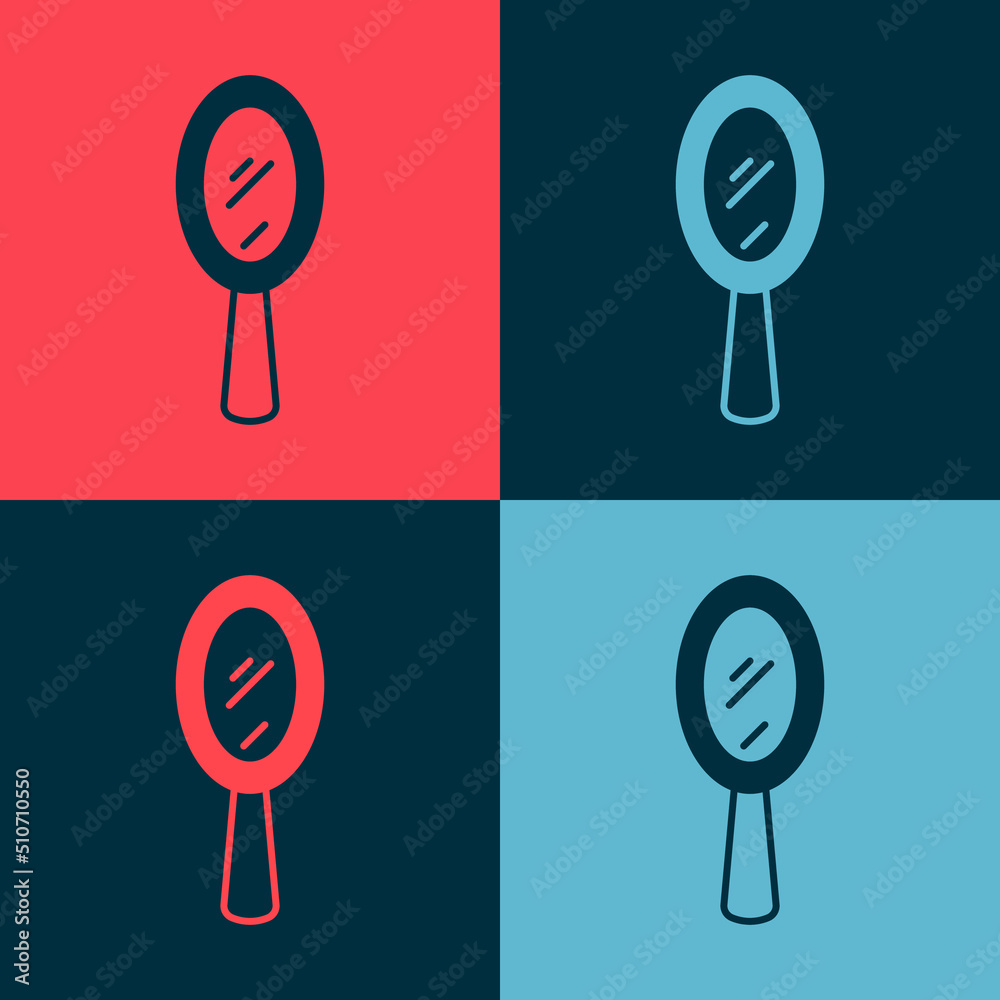 Pop art Magic hand mirror icon isolated on color background. Vector Pop art Magic hand mirror icon isolated on color background. Vector