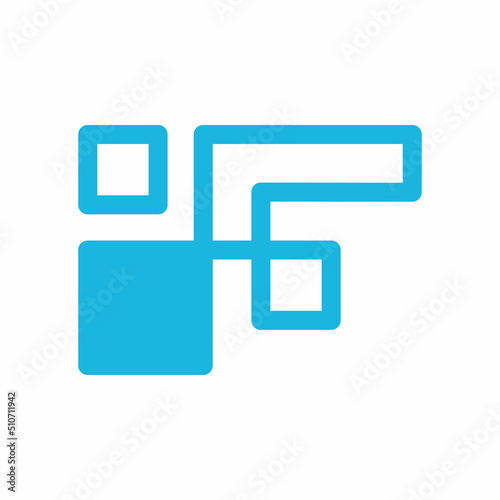 Initial Letter F Pixel Logo Design Template