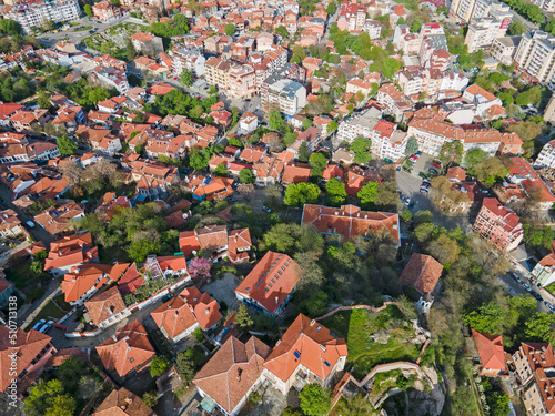 Aerial sunset view of City of Plovdiv, Bulgaria