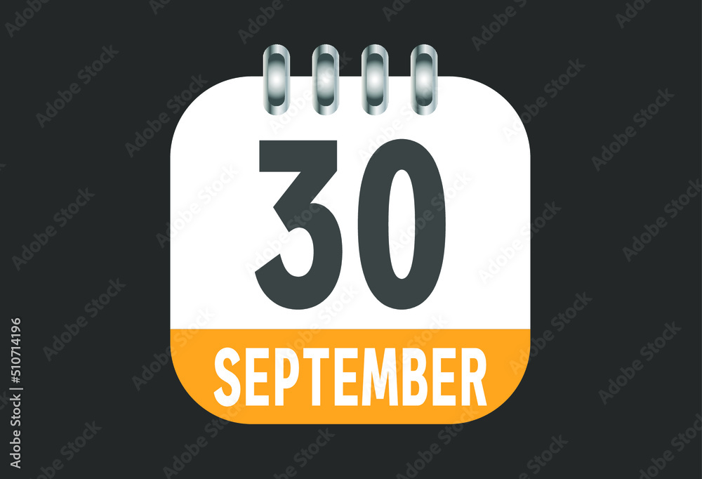 September 30 calendar daily icon. Banner of day, date, month and holiday in september. September 30 calendar daily icon. Banner of day, date, month and holiday in september.