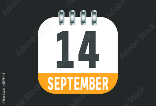 September 14 calendar daily icon. Banner of day, date, month and holiday in september.