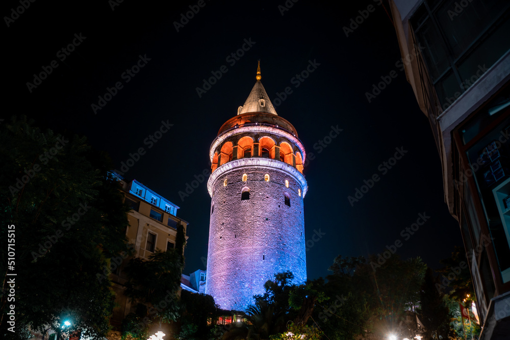 Galata Tower at night