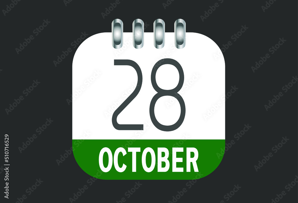 October 28 calendar daily icon. Banner of day, date, month and holiday in october. October 28 calendar daily icon. Banner of day, date, month and holiday in october.