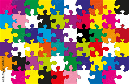 Puzzle Spiel, alles in bunte Farben,
Vektor Illustration isoliert auf weißem Hintergrund
