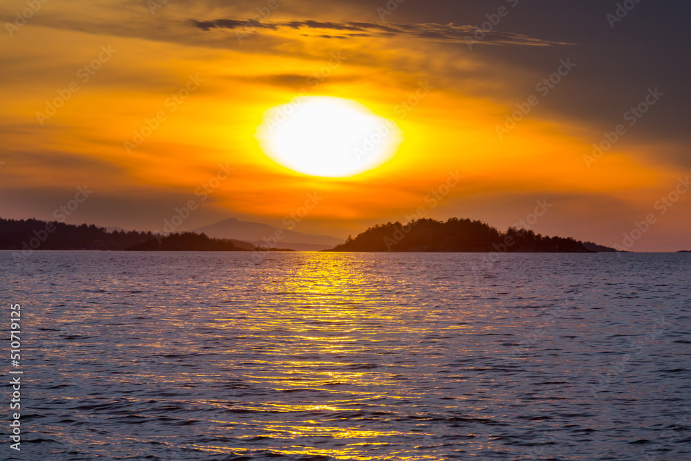 Lake on sunset