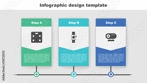 Set Smart bathroom scales, home with smart watch and Web camera. Business infographic template. Vector