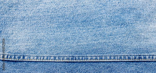 Jeans texture with horizontal seam, denim texture.