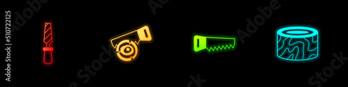 Set Rasp metal file, Hand saw and log, and Tree stump icon. Vector