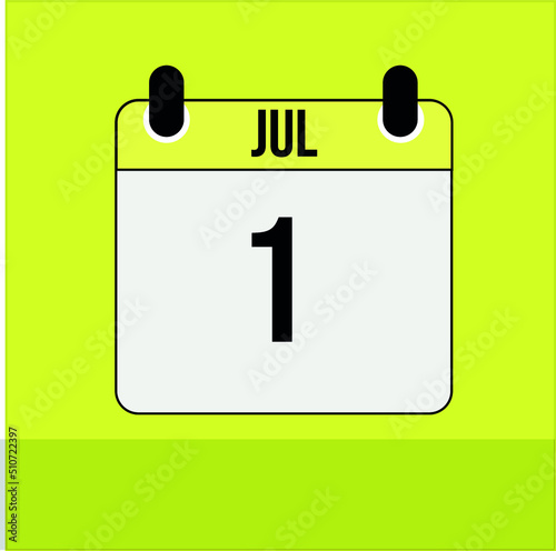 calendar july  day one yellow