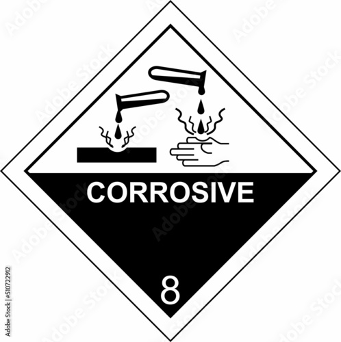 señal, vm8, 8, señal vm8, corrosión, corrosivo, rombo, convencional, señalética, pictograma, acido, vector, químicos, icono, símbolo, corrosivo, peligroso, sga, diseño, materiales peligrosos,