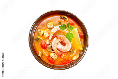 Soup Tom Yum in a bowl top