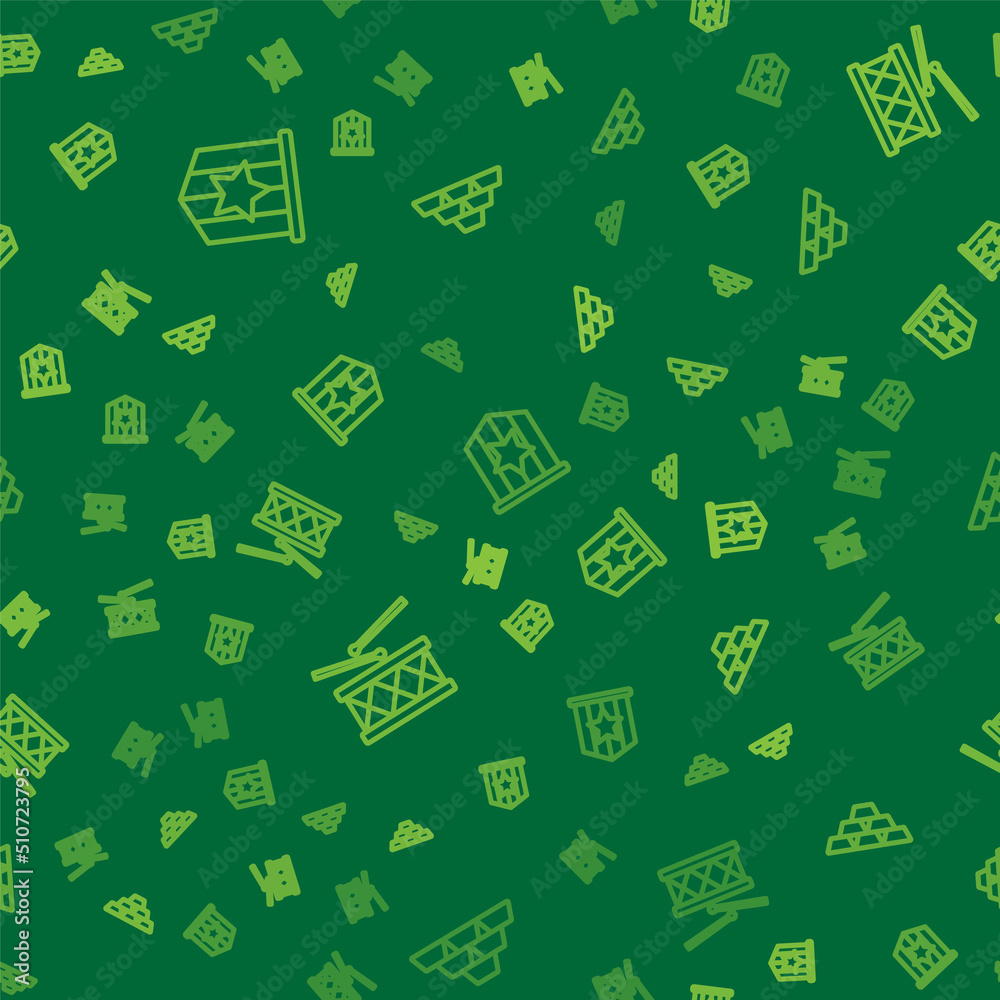 Set line American flag, Drum and drum sticks and Gold bars on seamless pattern. Vector Set line American flag, Drum and drum sticks and Gold bars on seamless pattern. Vector