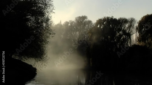 Chubut River during Sunrise, Chubut, Patagonia, Argentina.  photo