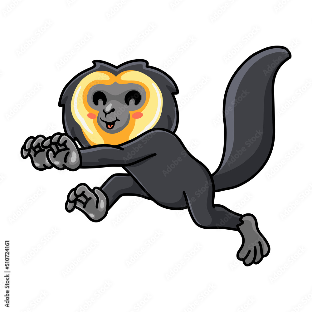 Cute little saki monkey cartoon running Cute little saki monkey cartoon running