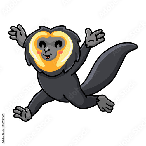 Cute little saki monkey cartoon running photo