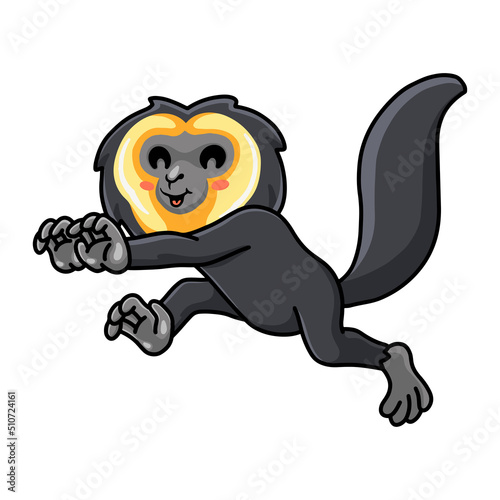 Cute little saki monkey cartoon running © frescostudio