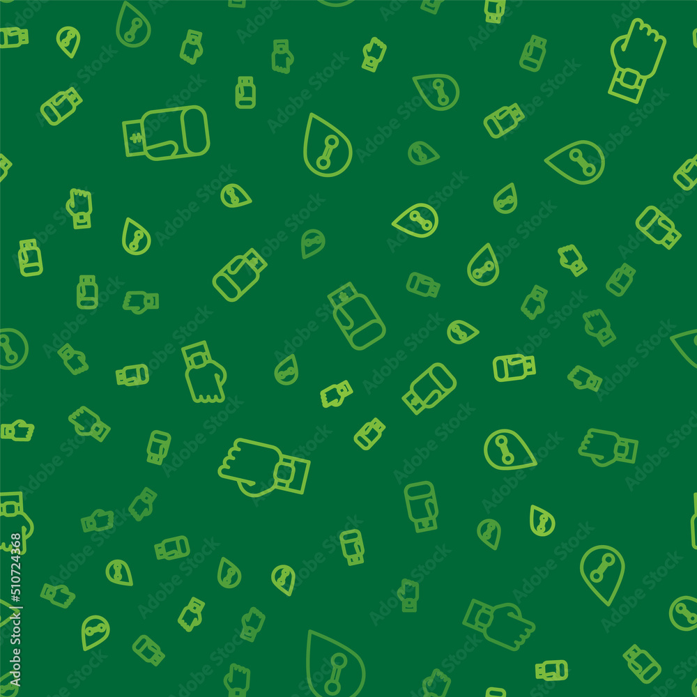 Set line Boxing glove, Smart watch on hand and Location gym on seamless pattern. Vector Set line Boxing glove, Smart watch on hand and Location gym on seamless pattern. Vector