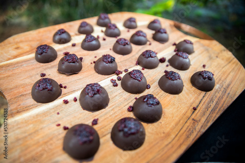 Homemade chocolate truffles dessert 
