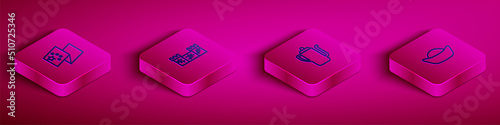 Set Isometric line China flag, Great wall of, Chinese tea ceremony and Sushi icon. Vector