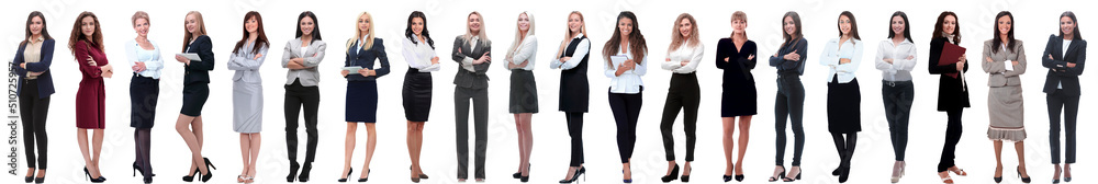 group of successful young businesswoman standing in a row group of successful young businesswoman standing in a row