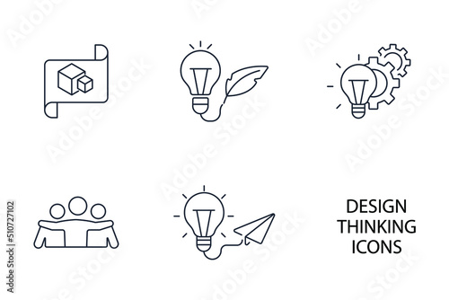 Design thinking icons set . Design thinking pack symbol vector elements for infographic web