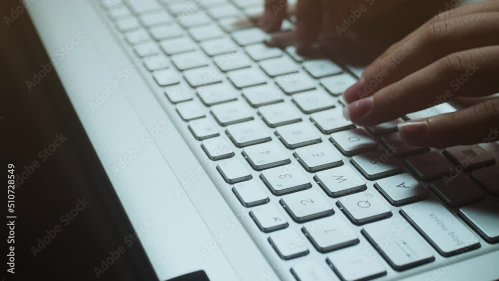 woman on her laptop close up. worked from home / shopping online woman on her laptop close up. worked from home / shopping online