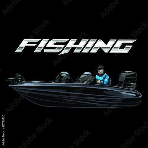 boat isolated on black background for poster, t-shirt print, business element, social media content, blog, sticker, vlog, and card. vector illustration.