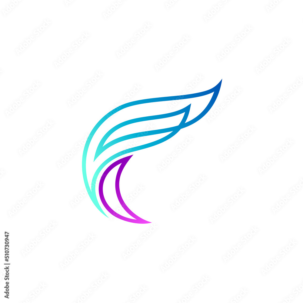 F logo with line design company, simple line style