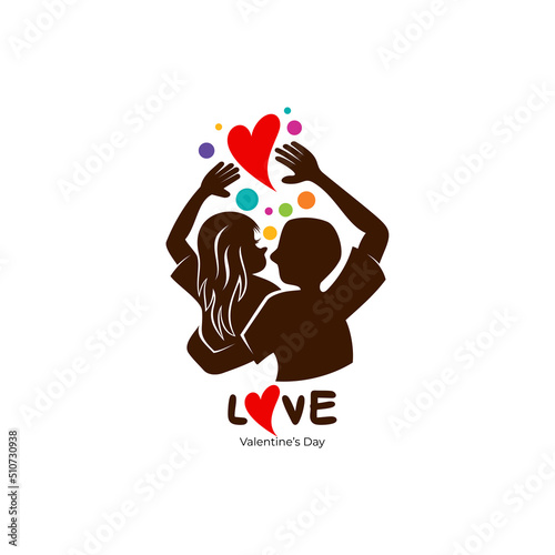 Abstract love care logo template, Girl and Man logo combination