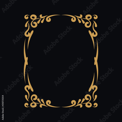 decorative photo frame and ornament, divider with floral in vintage style. Vector illustration.