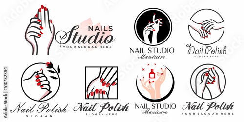 Nails logo collection with creative and unique element concept