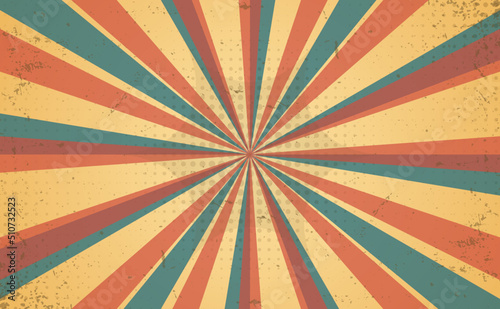 Vintage grunge ray retro radial sunburst background. Template for  presentation, social media, creative studio, mockup