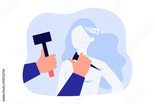 Hands making sculpture of woman out of stone. Artist creating statue with hammer flat vector illustration. Art, creativity, occupation concept for banner, website design or landing web page
