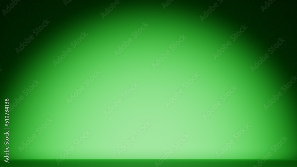 Interior green room. Focal light in a empty background. Green empty room with a frontal view. Interior green room. Focal light in a empty background. Green empty room with a frontal view.