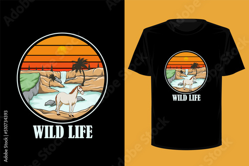 Wild life retro vintage t shirt design