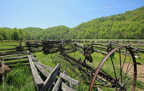 Old hay rake - Mountain Farm Museum - Great Smoky Mountains National Park  North Carolina