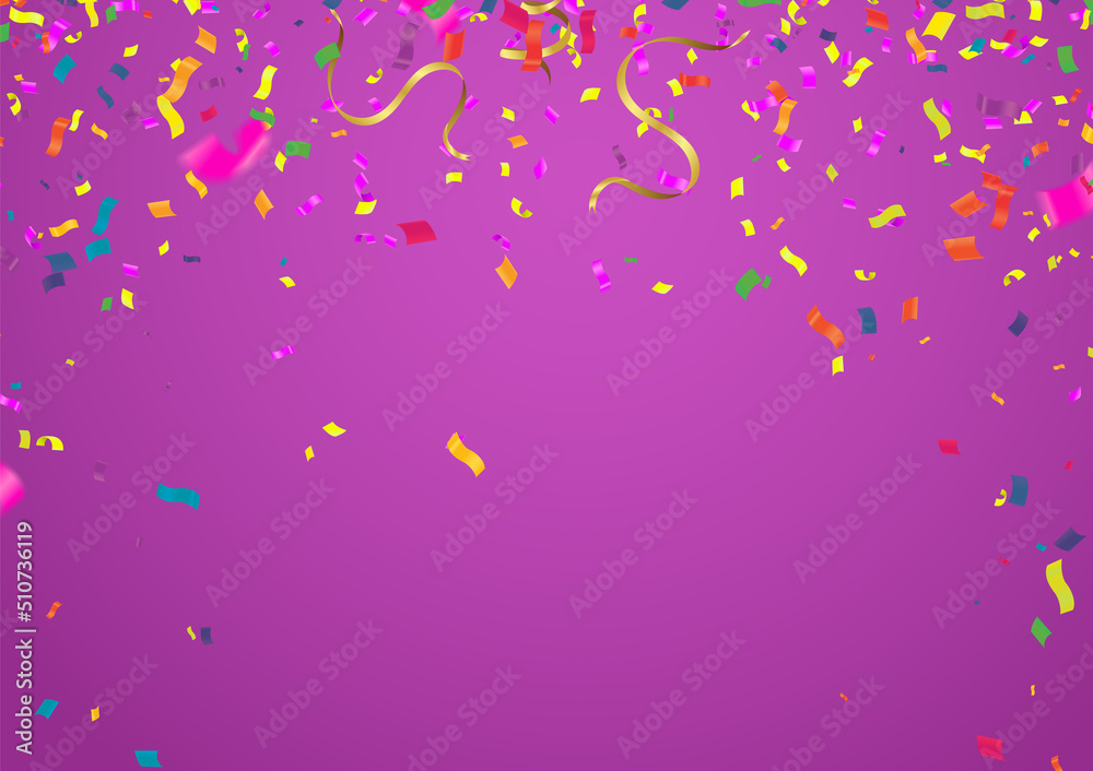 Many Falling Colorful Tiny Confetti And Ribbon Isolated On Background. Vector. Multi colored Many Falling Colorful Tiny Confetti And Ribbon Isolated On Background. Vector. Multi colored