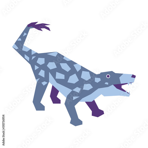 Colorful abstract geometric vector illustration of a prehistoric creature.