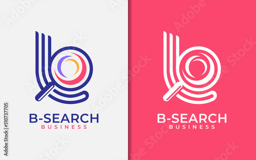Abstract Initial Letter B Logo Design Combined with Magnifying Glass Style Concept. Modern Monogram Vector Logo Illustration.